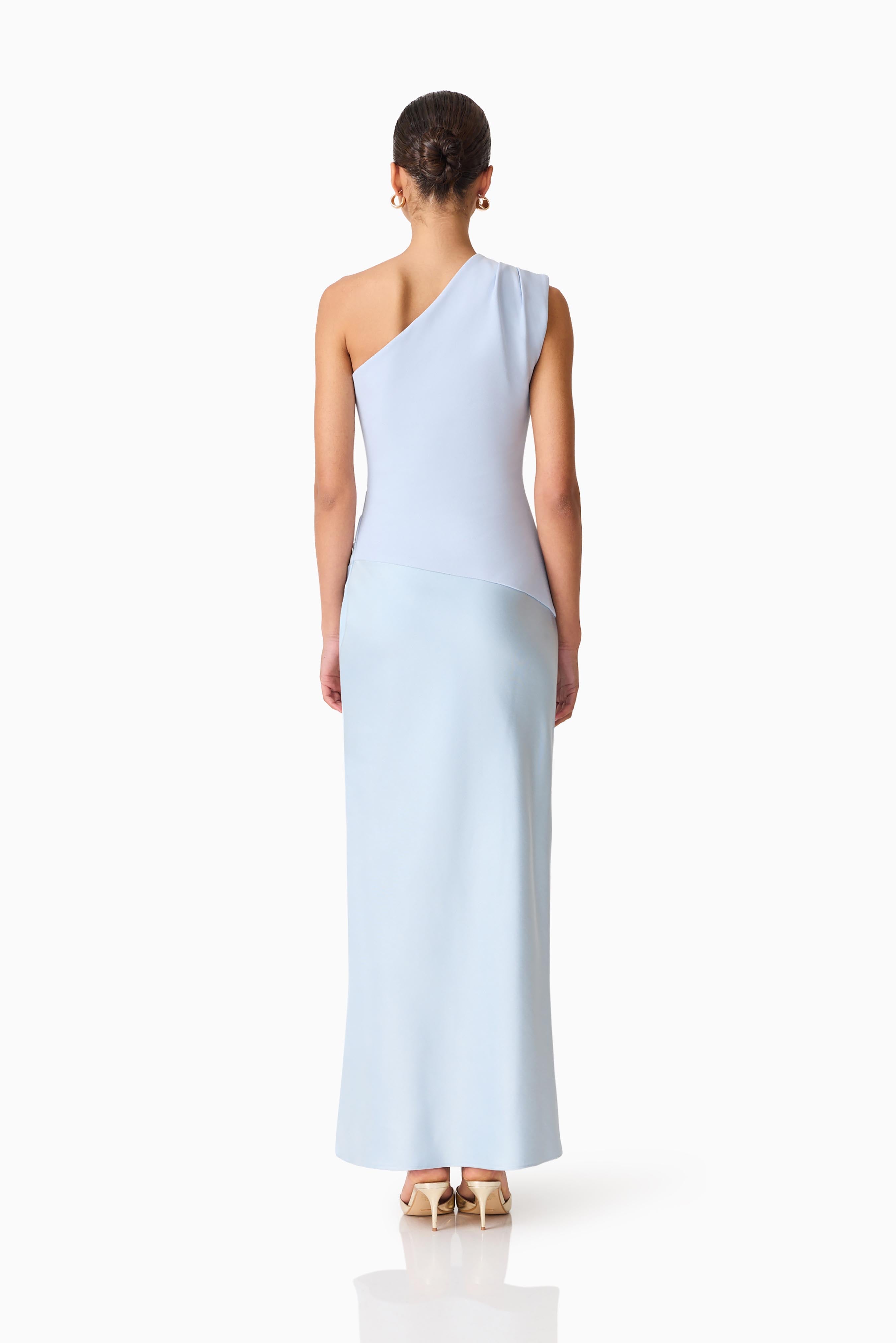 SKYE ONE SHOULDER GOWN BABY BLUE