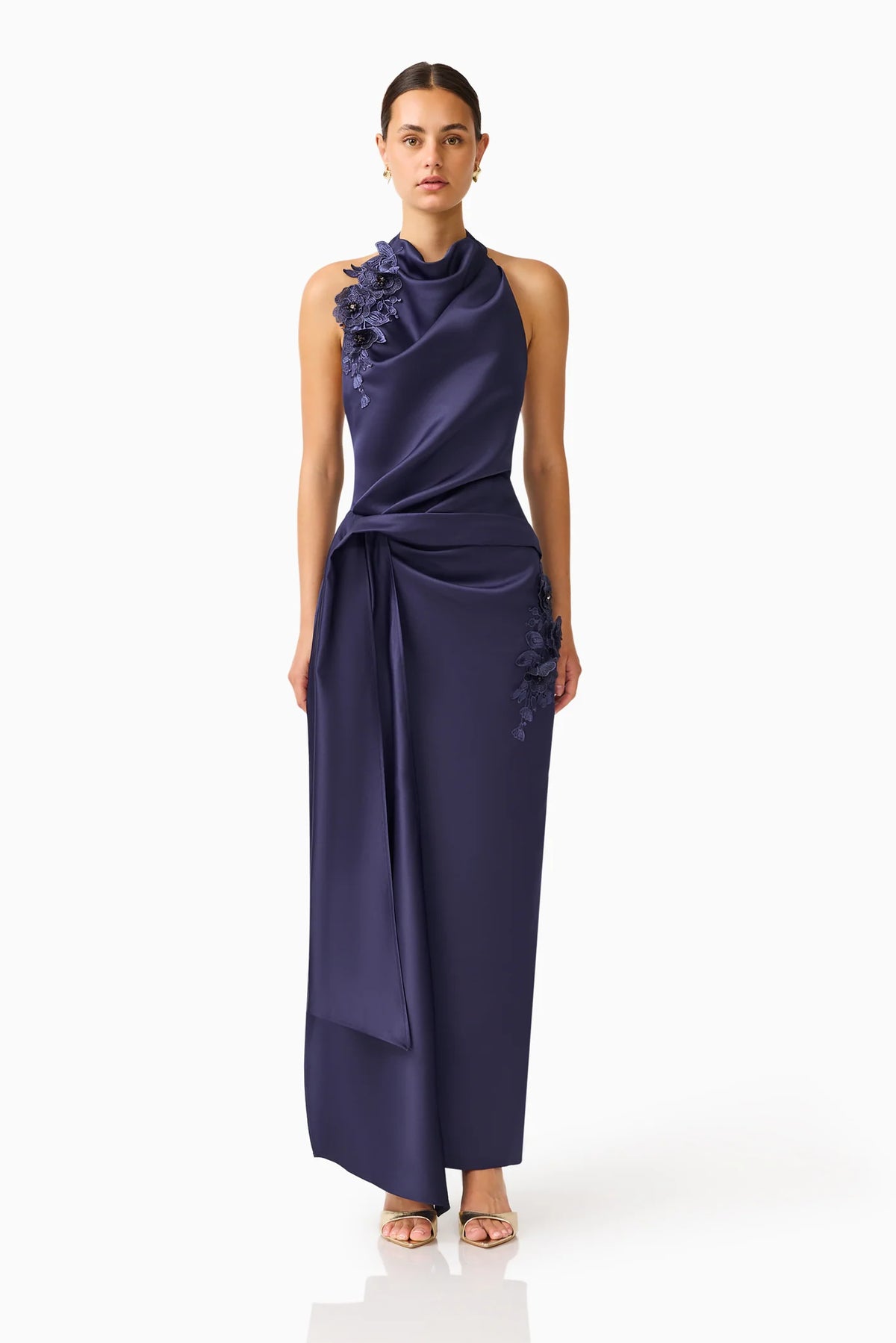 FLOREA HALTER GOWN NAVY