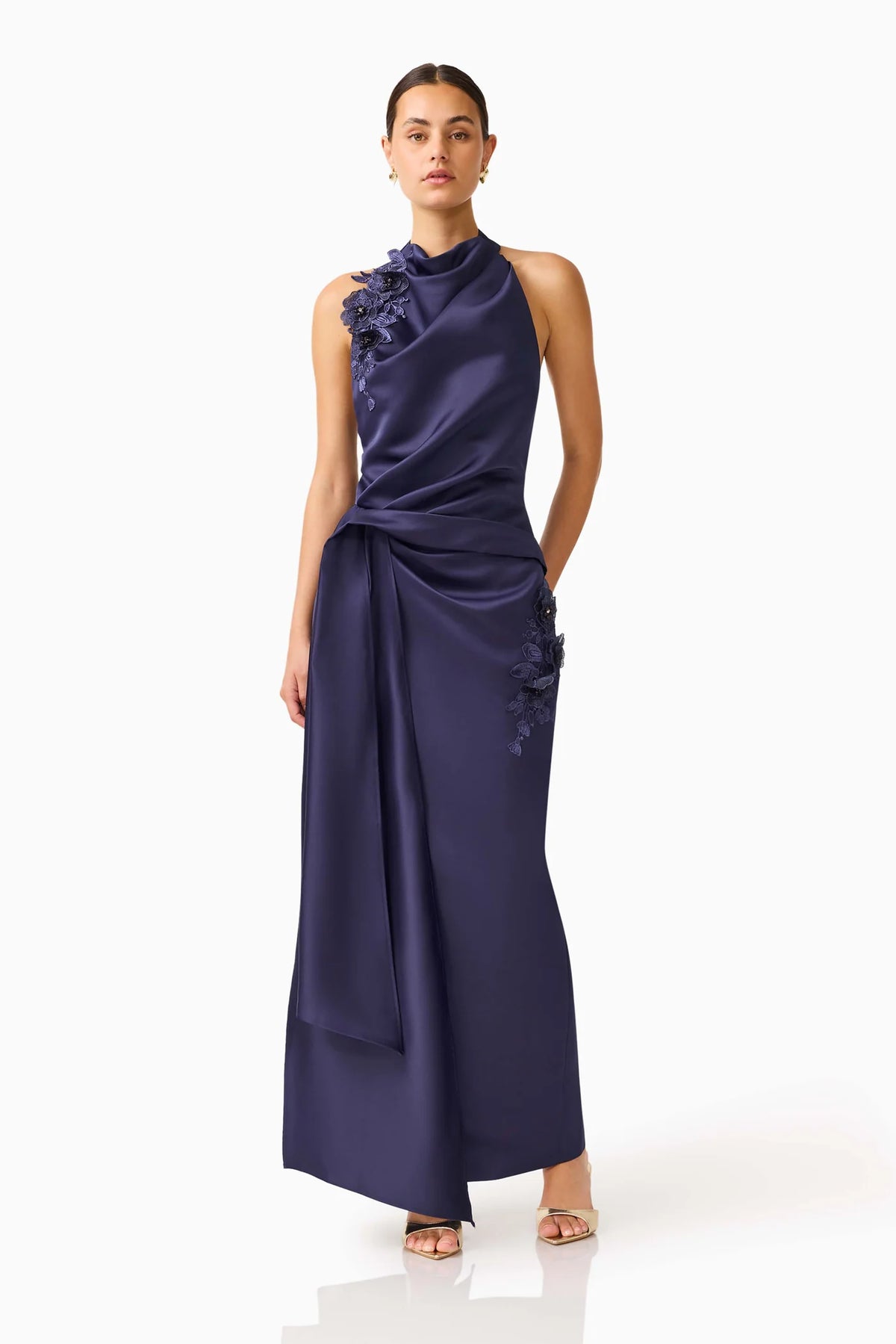 FLOREA HALTER GOWN NAVY