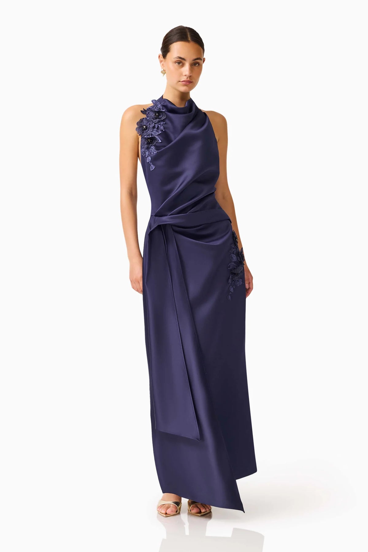 FLOREA HALTER GOWN NAVY