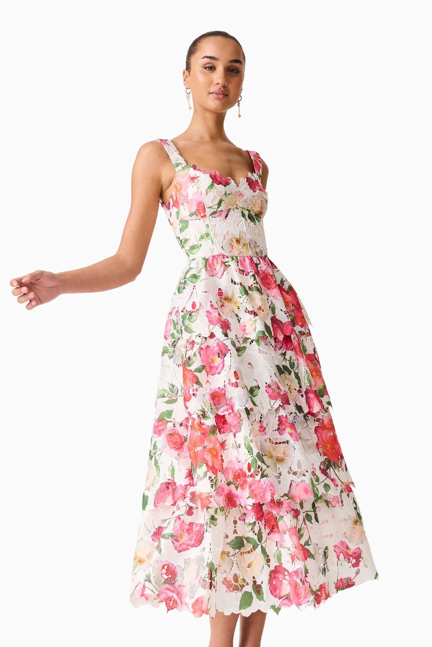 ROSELLE FRILLI MIDI DRESS