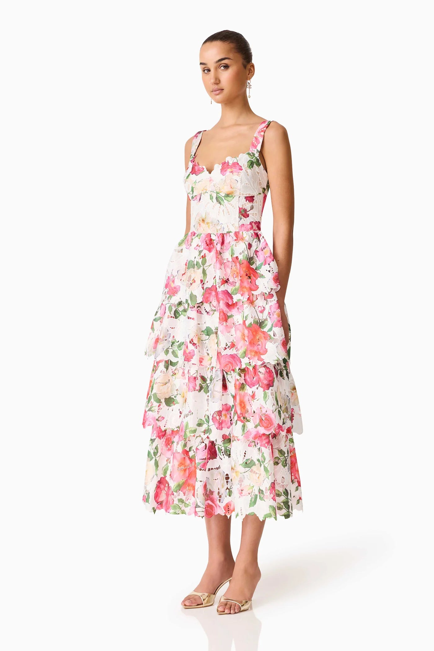 ROSELLE FRILLI MIDI DRESS