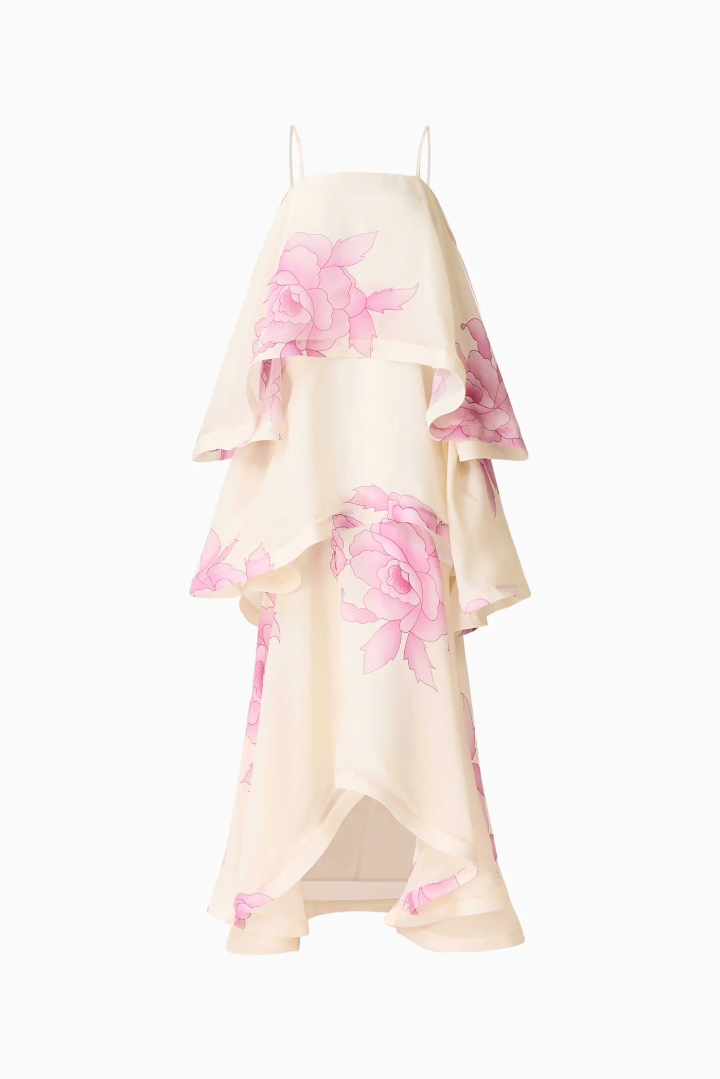 ROVA TIERED GOWN IN CREAM & PINK FLORAL
