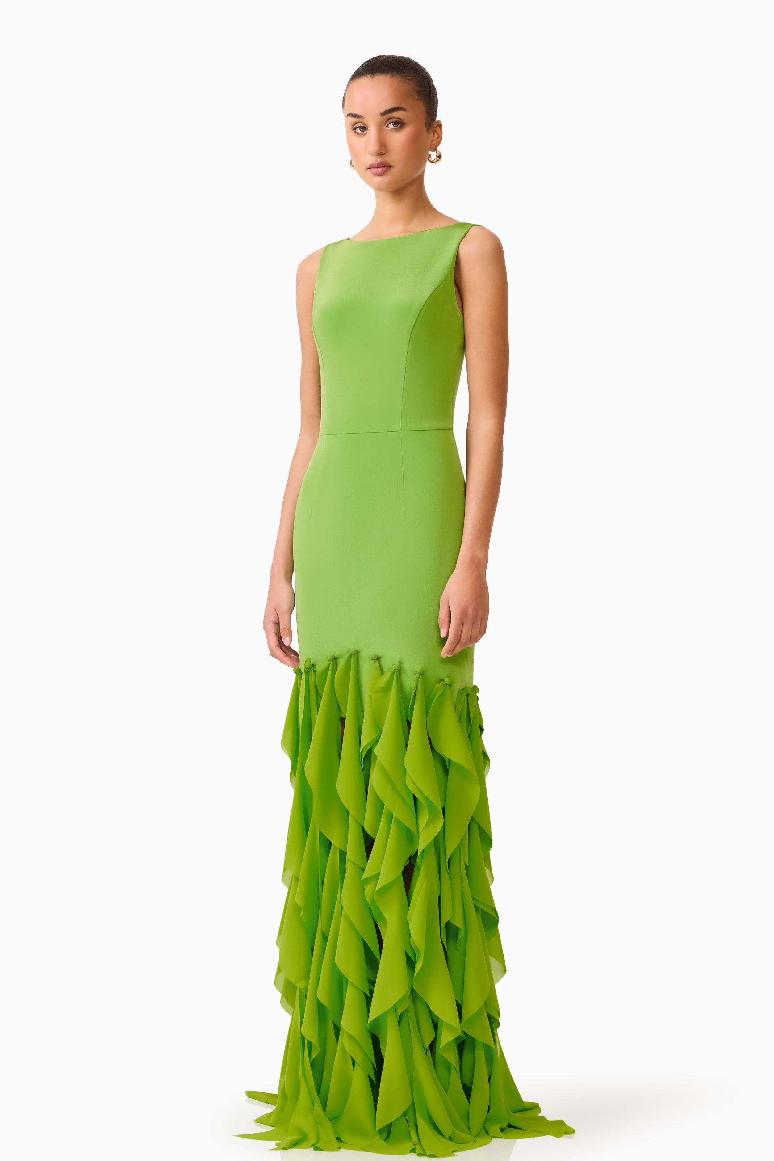 MARISON RUFFLED FRINGE GOWN