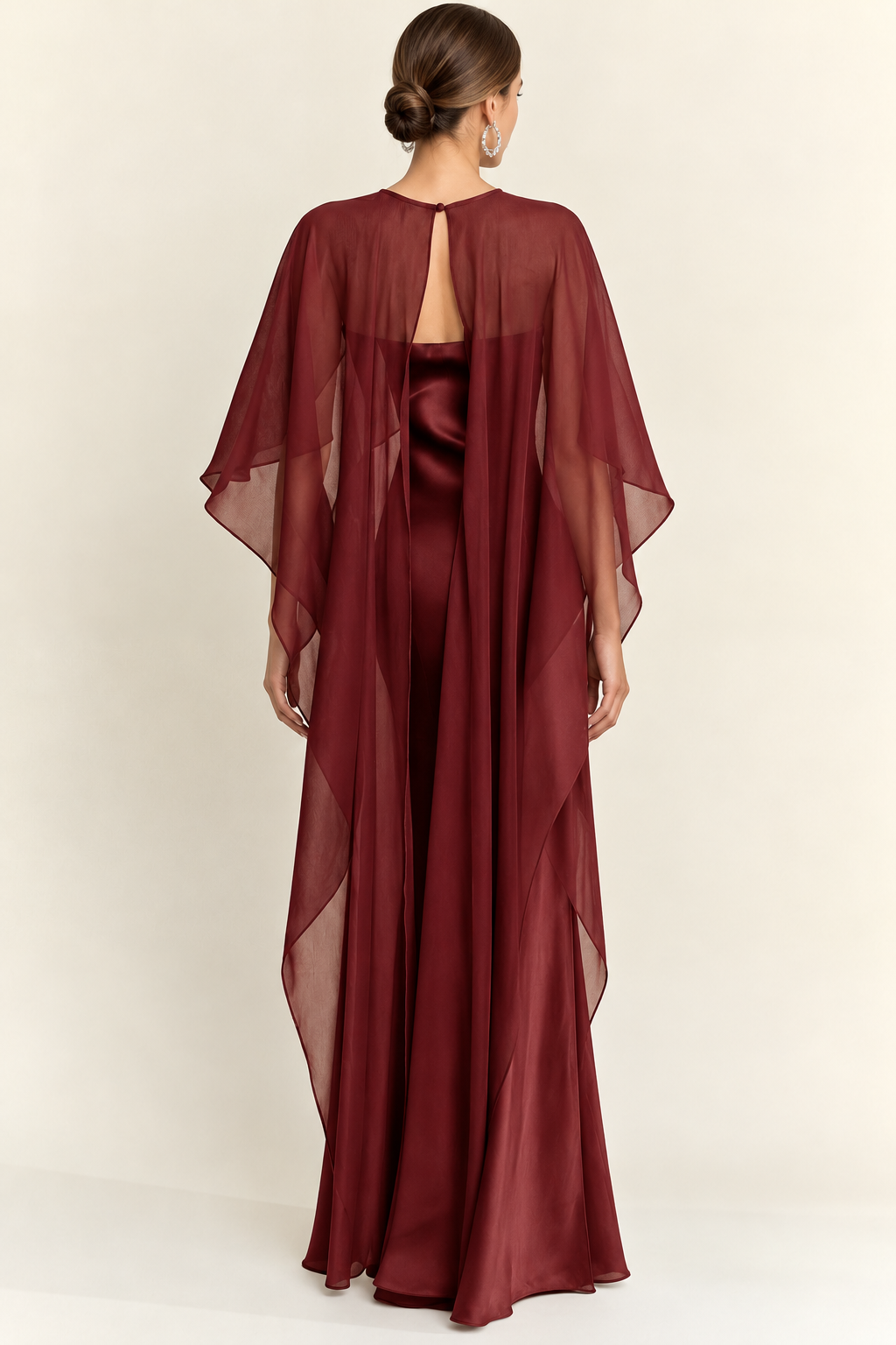 SELENE CAPE DRESS BURGUNDY