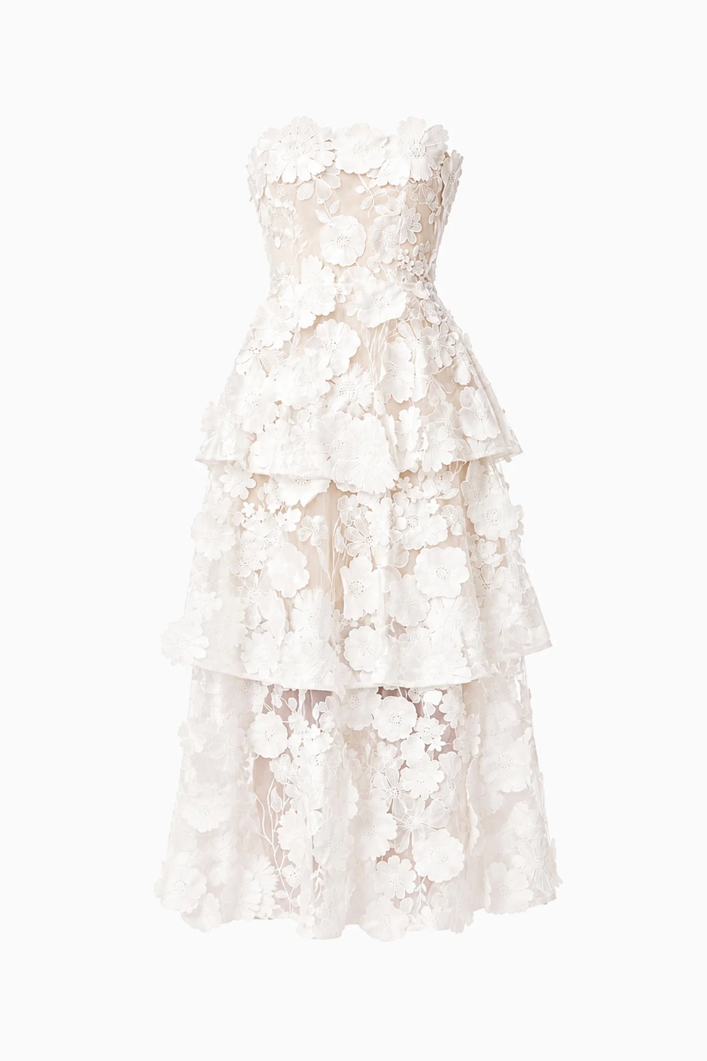 SELENE MAXI DRESS TIERED 3D WHITE
