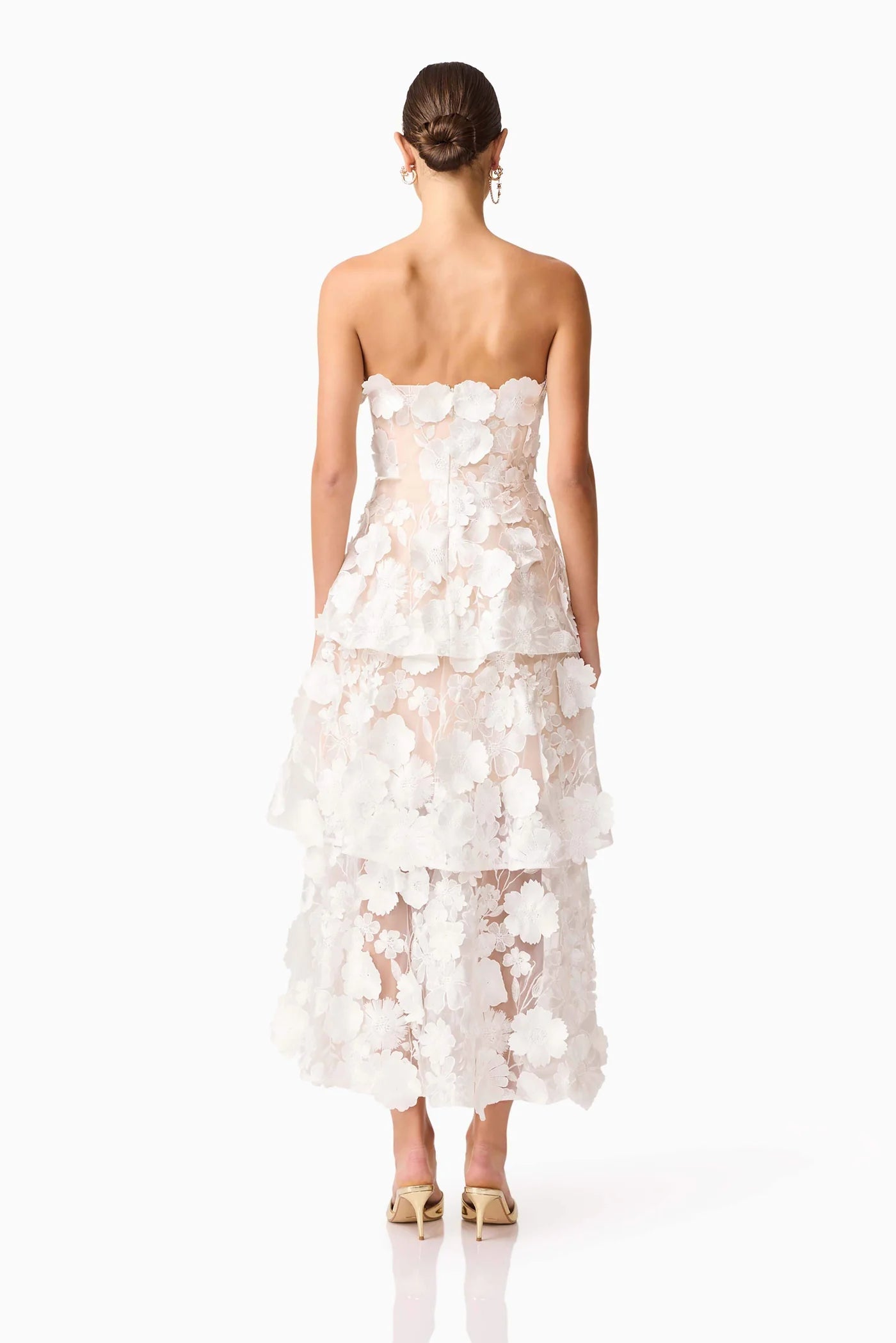 SELENE MAXI DRESS TIERED 3D WHITE