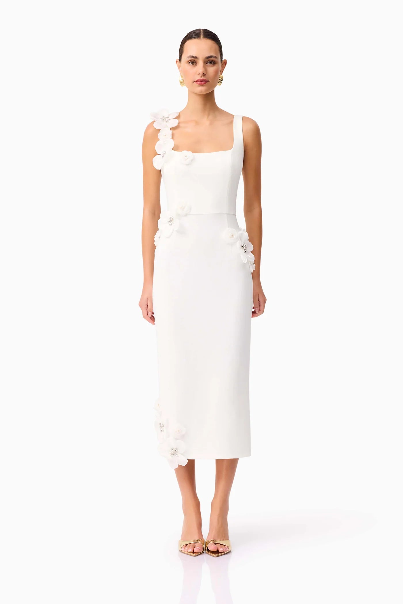 CHANTELLE 3D MIDI DRESS IN WHITE