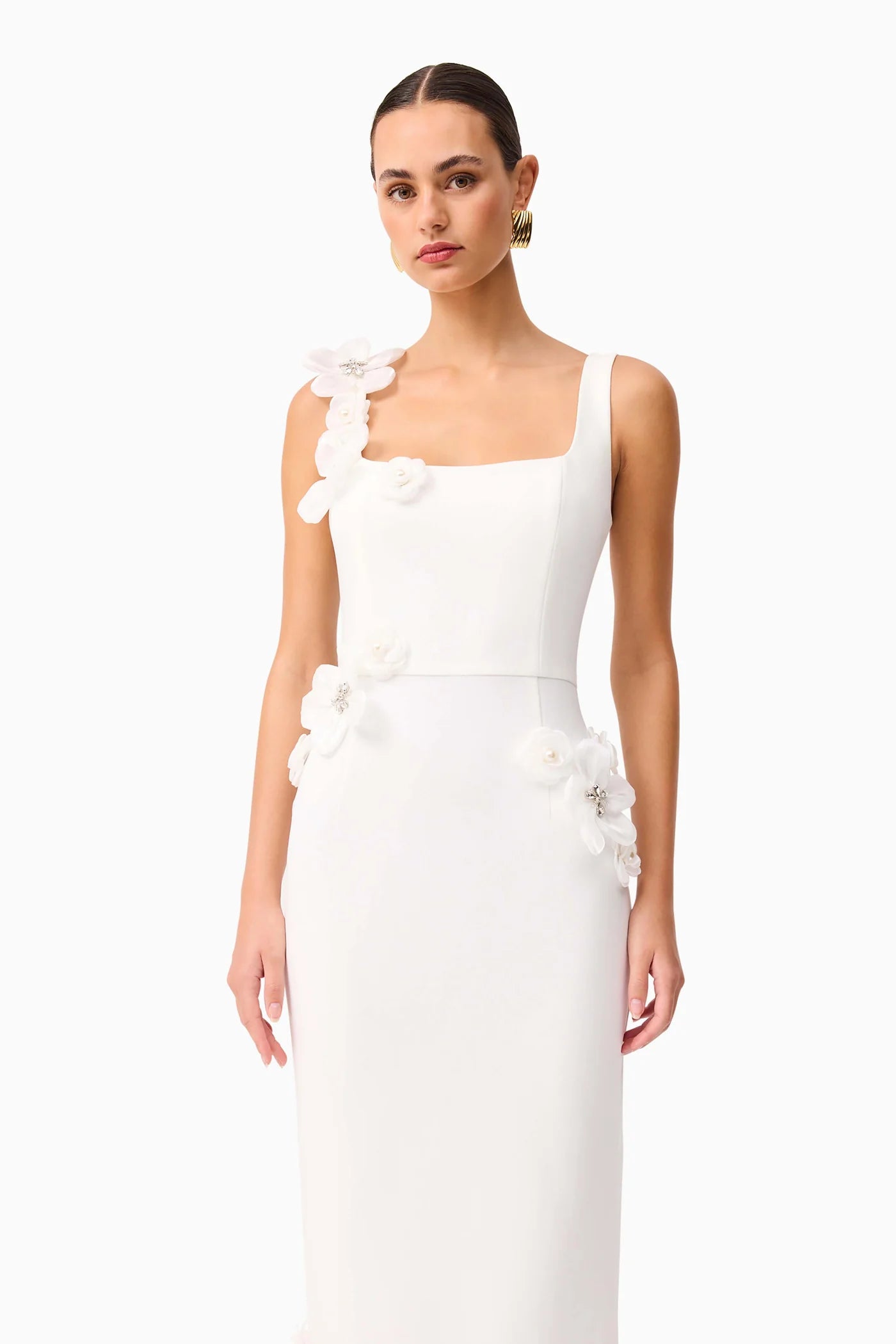 CHANTELLE 3D MIDI DRESS IN WHITE