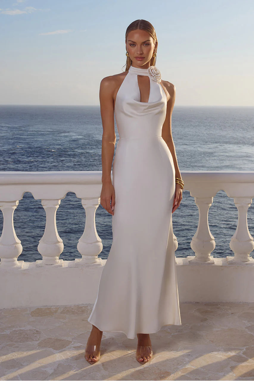 ESTELLE COWL HALTER MAXI PEARL