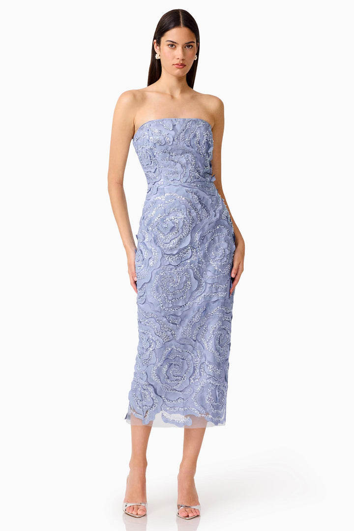 ELISA STRAPLESS MIDI DRESS