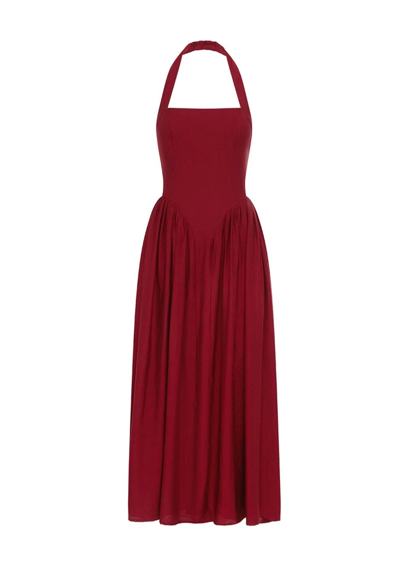 SAMMI HALTER MIDI DRESS - WINE