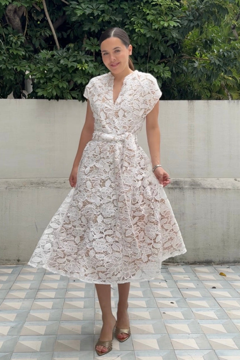 APRIL LACE MIDI DRESS