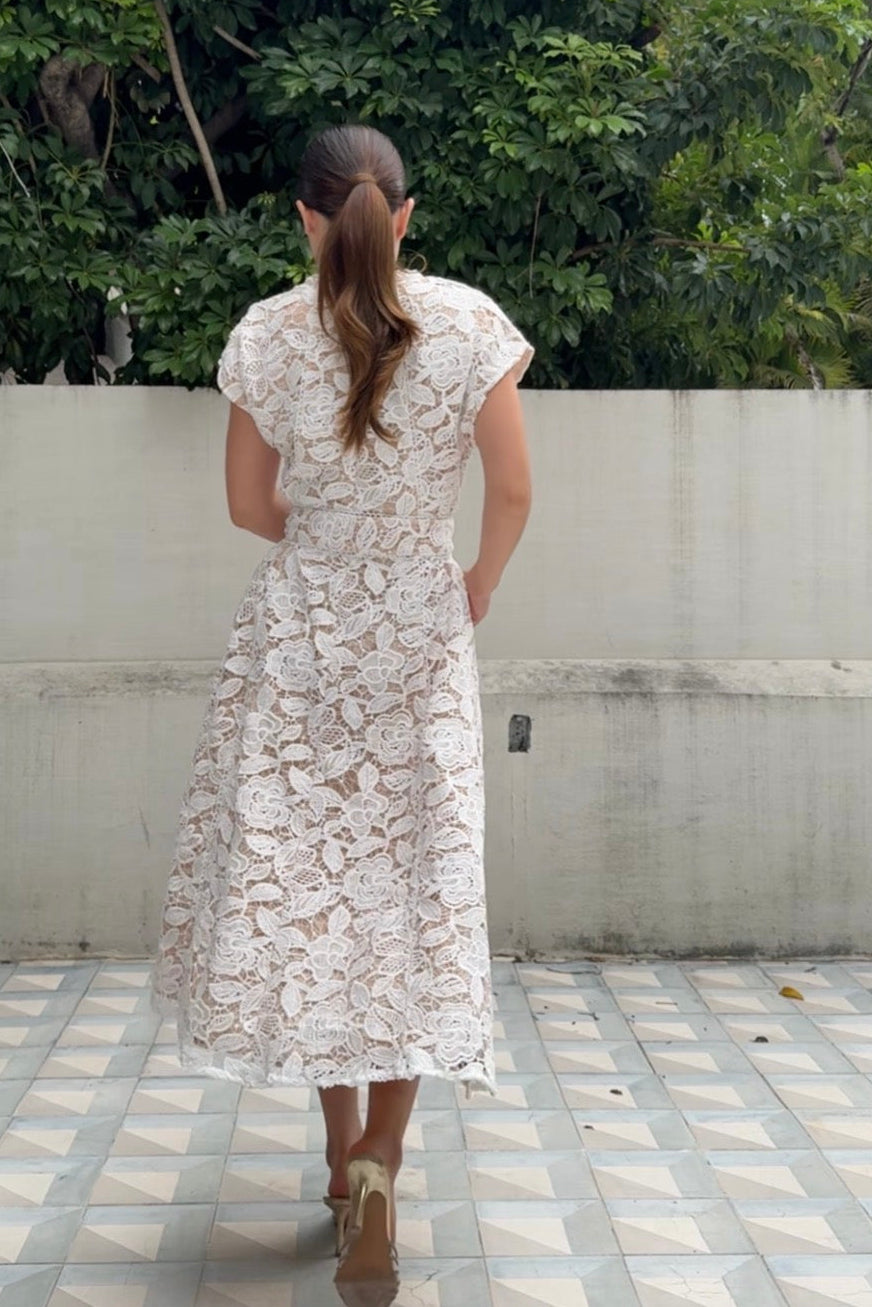 APRIL LACE MIDI DRESS