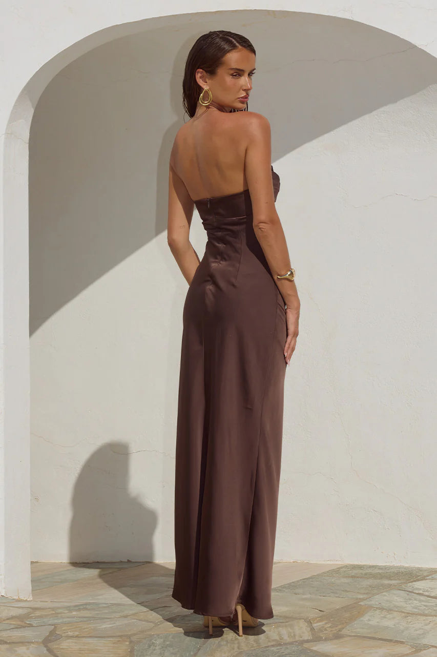 MADELEINE MAXI DRESS CHOCOLATE