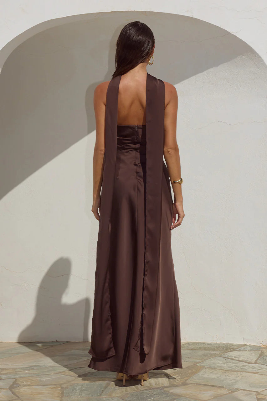 MADELEINE MAXI DRESS CHOCOLATE