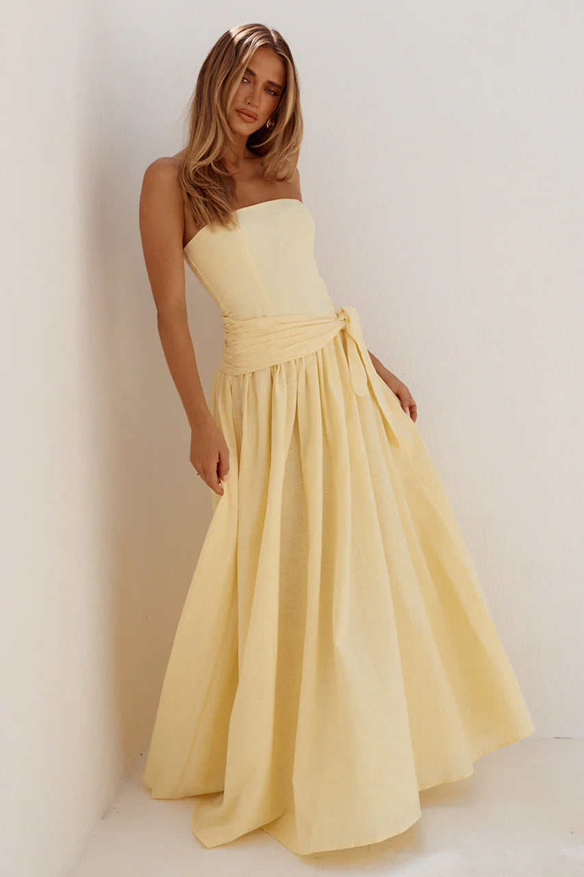MAEVE STRAPLES MAXI DRES