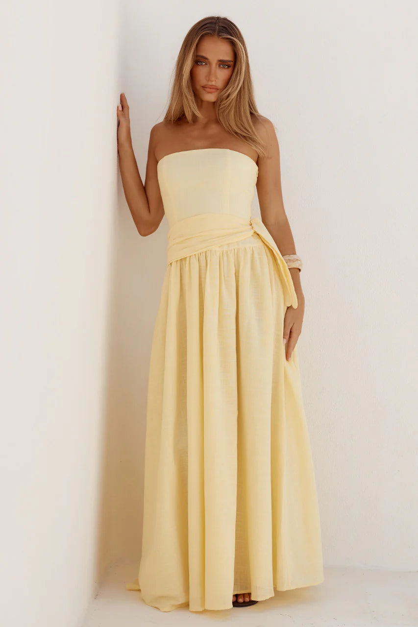 MAEVE STRAPLES MAXI DRES