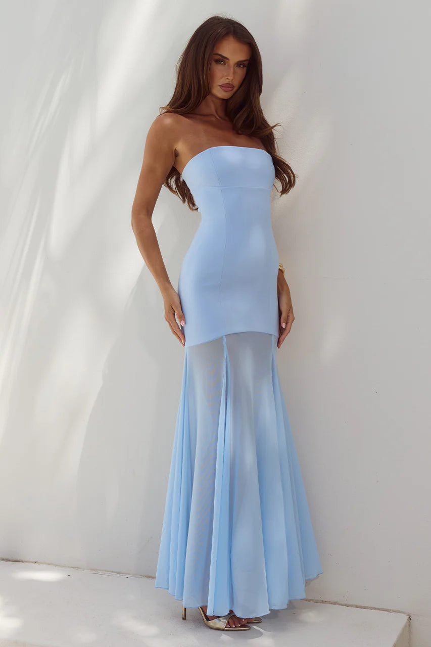 REMI MAXI STRAPLESS DRESS BABY BLUE