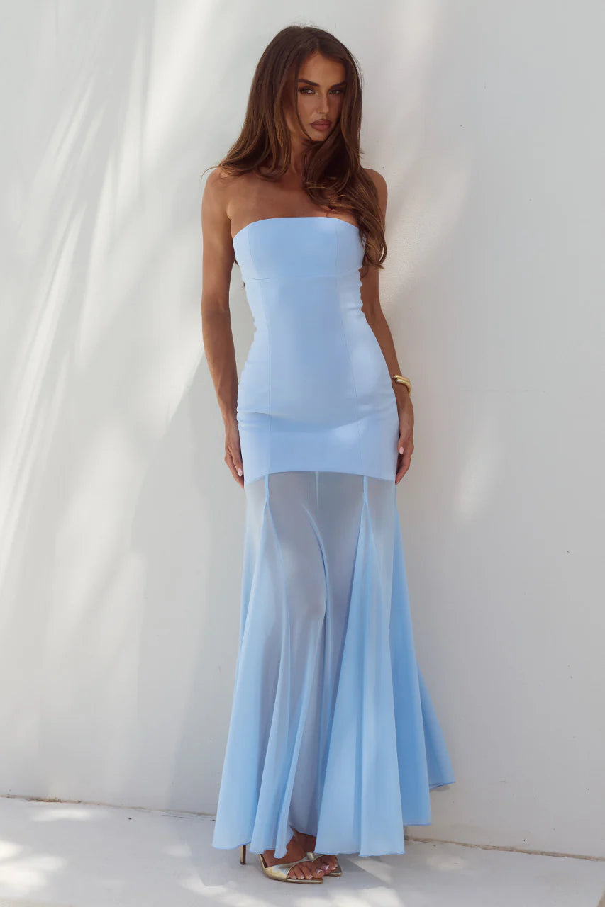 REMI MAXI STRAPLESS DRESS BABY BLUE