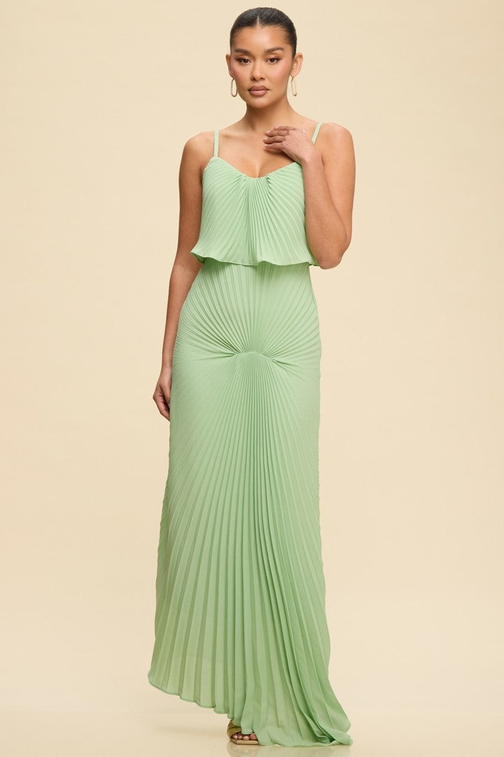 LINA PLEATED MINT DRESS