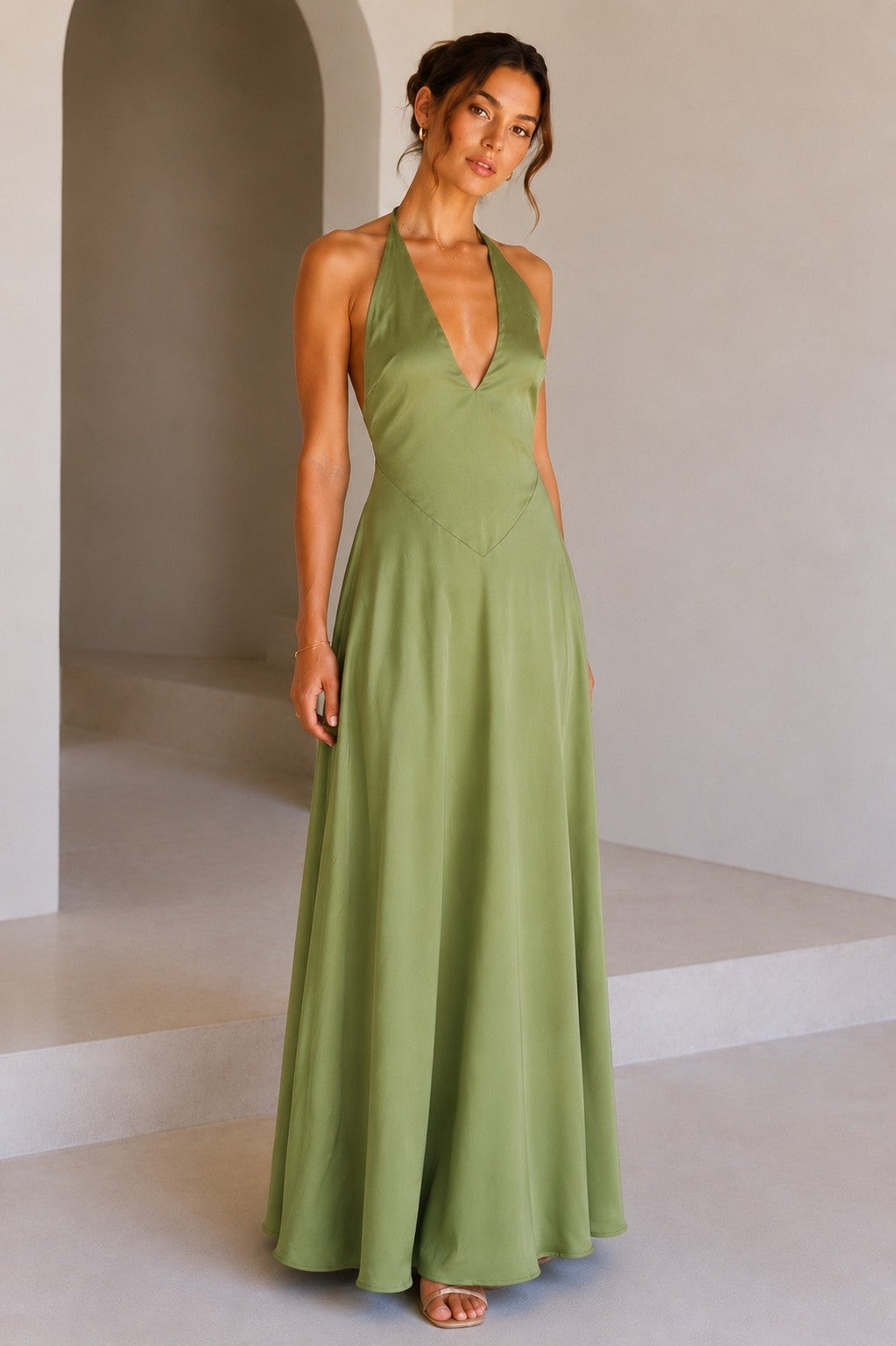 LANCY MIDI DRESS IN OLIVE