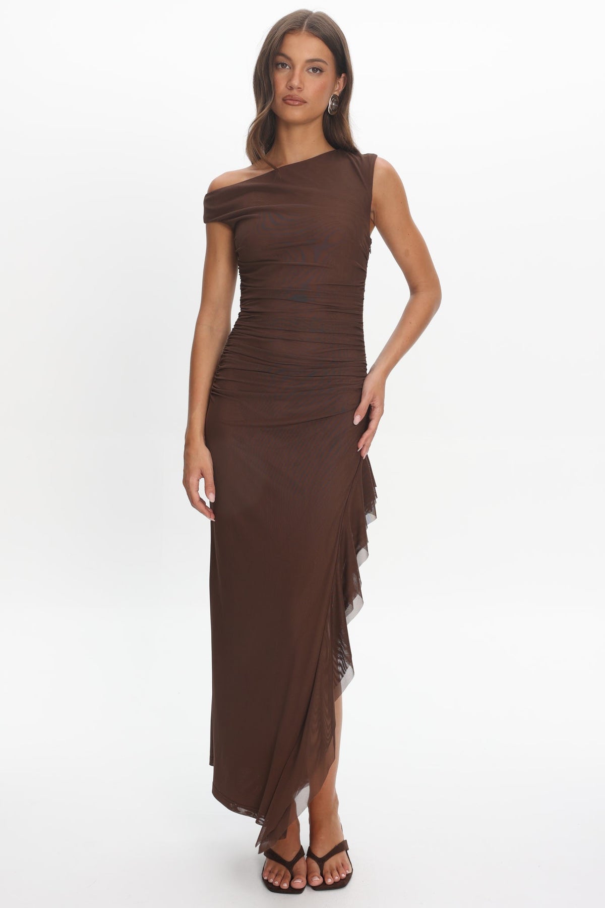 TANNYA BROWN MESH DRESS