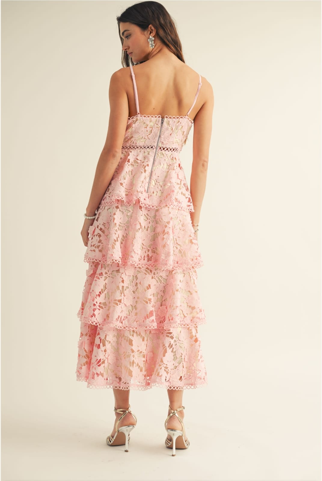 KELLY LACE PINK MIDI DRESS