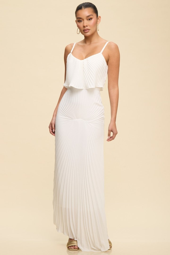 LINA PLEATED DRESS WHITE